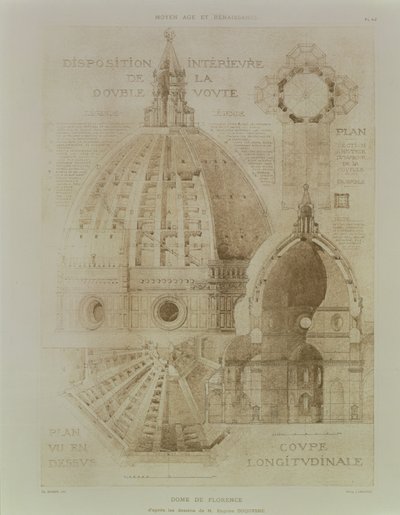 Piano, sezione ed elevazione della Cattedrale di Firenze, da 